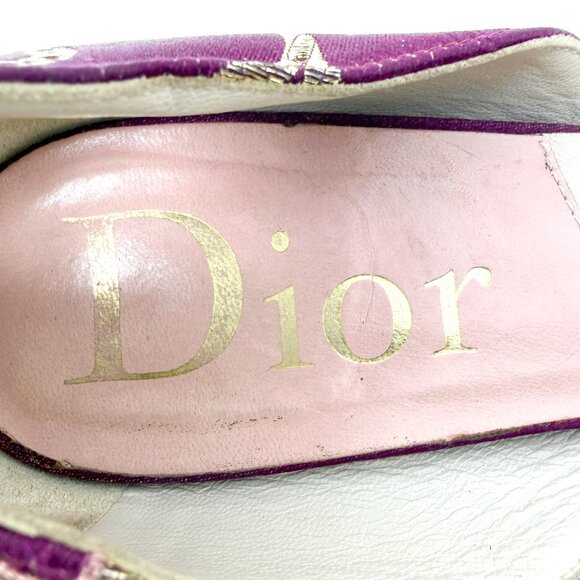 Dior Galliano Purple Gold Peep Toe Pumps EU 36.5 US 6‑6.5 Platform Heels - Picture 6 of 9